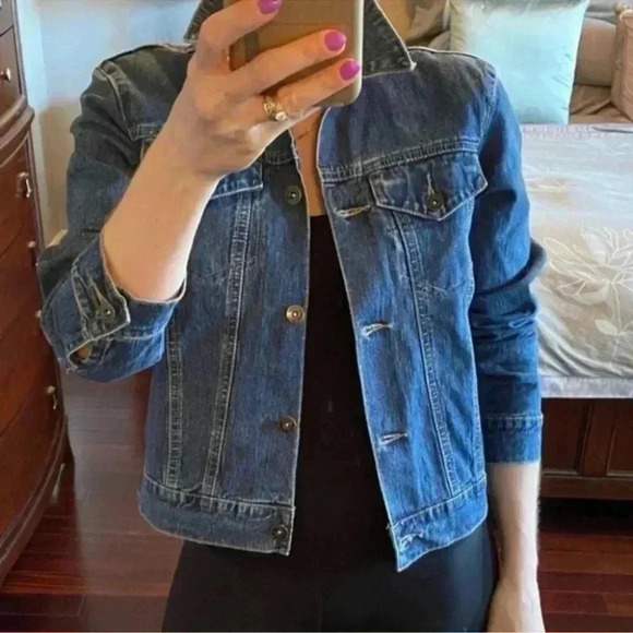 Denver Hayes Jean Jacket Classic  Denim Trucker Cropped Dark Blue XS - Picture 3 of 15